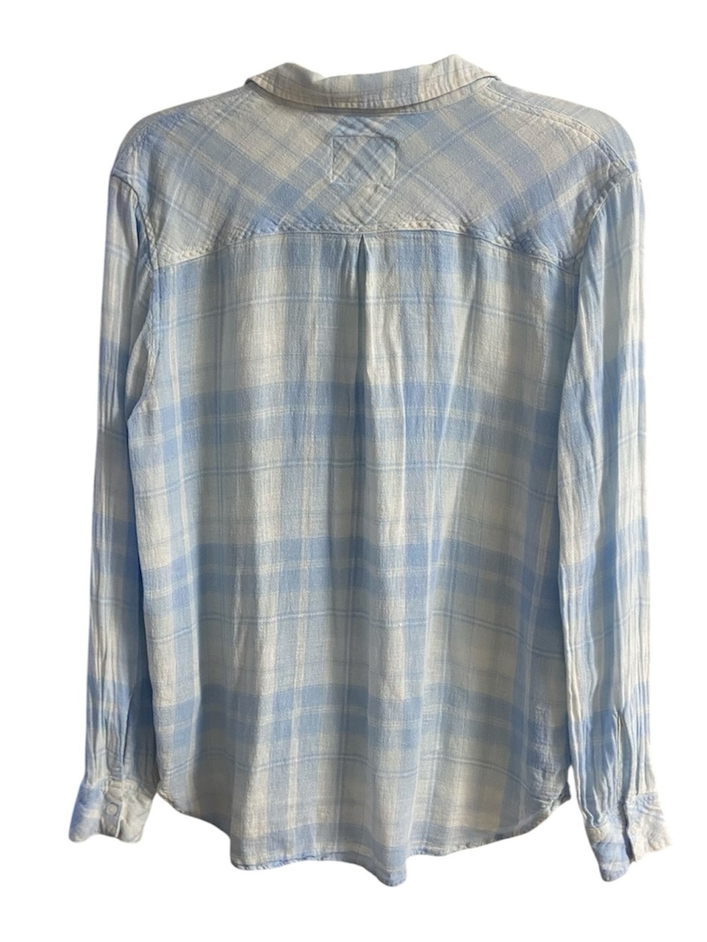 Rails Blue White Plaid Long Sleeve Button Down Linen Blend Shirt Medium - Picture 3 of 8